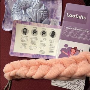 Peach Braided Bath Loofah Stretch Shower Strip